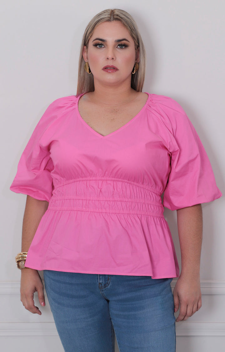 Blusa lisa con elàstico - BLUSAS CURVY Boutiquemirel 