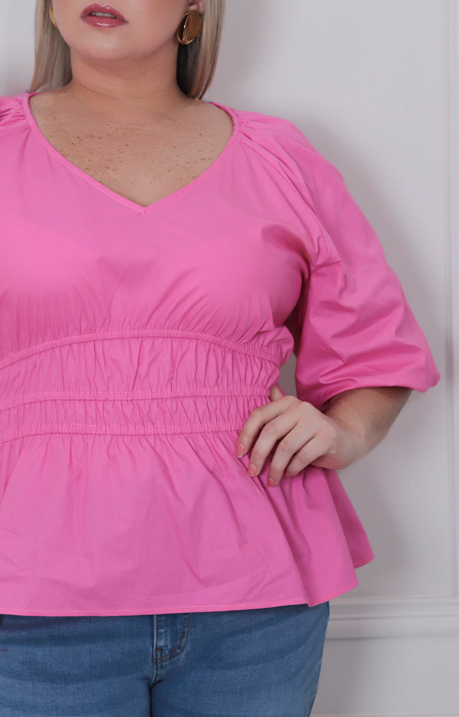 Blusa lisa con elàstico - BLUSAS CURVY Boutiquemirel 