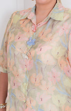 Blusa estampada con botones de flores - BLUSAS CURVY Boutiquemirel 