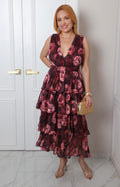 Vestido midi floral con olanes