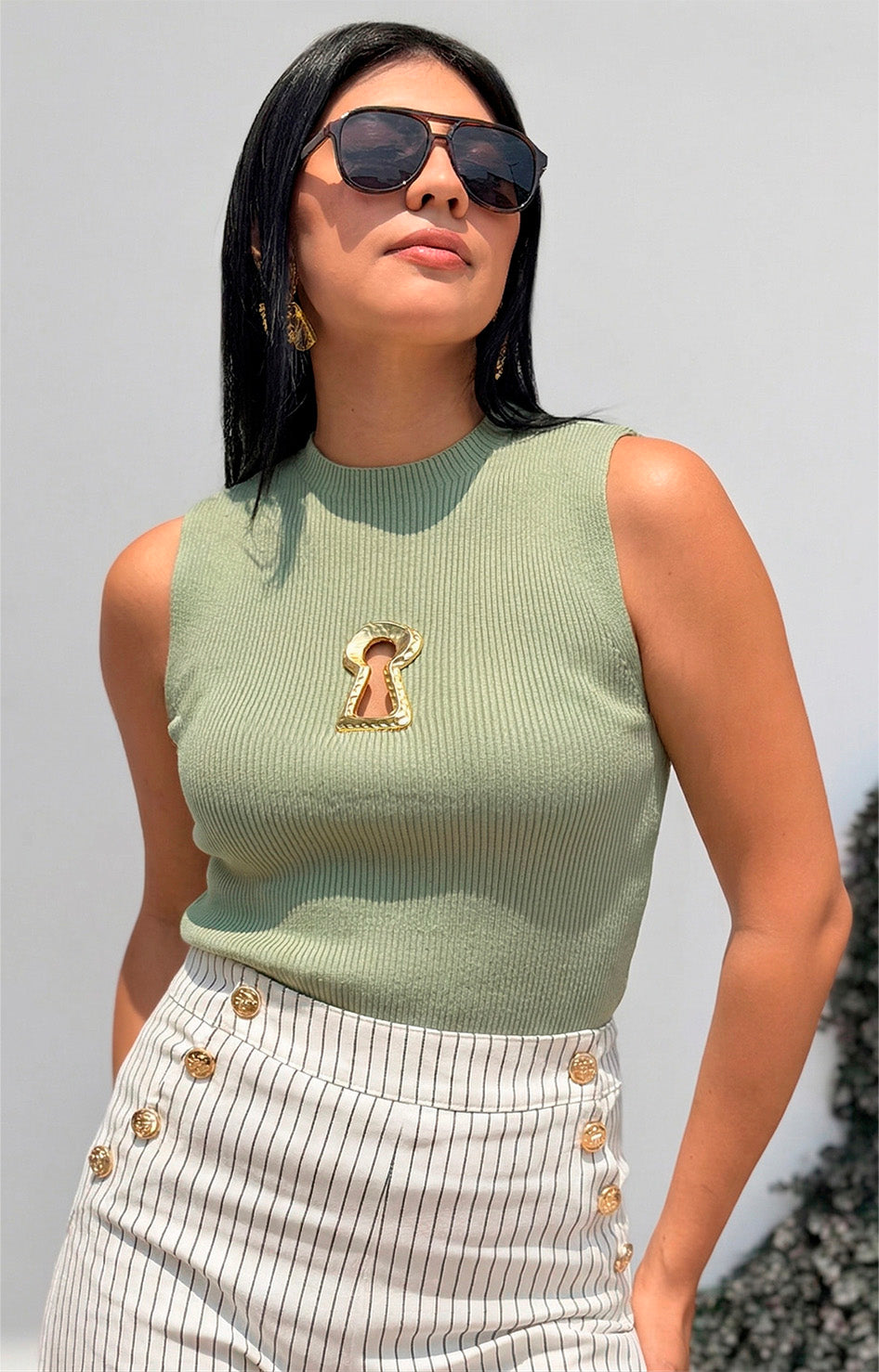 Blusa halter con detalle dorado - BLUSAS REGULAR Boutiquemirel 