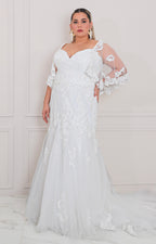 Vestido blanco con tul y encaje - VESTIDO LARGO CURVY Boutiquemirel 