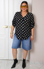 Blusa camisera de manga 3/4 y polka dots