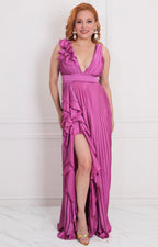 Vestido morado con olanes - VESTIDO LARGO REGULAR Boutiquemirel 