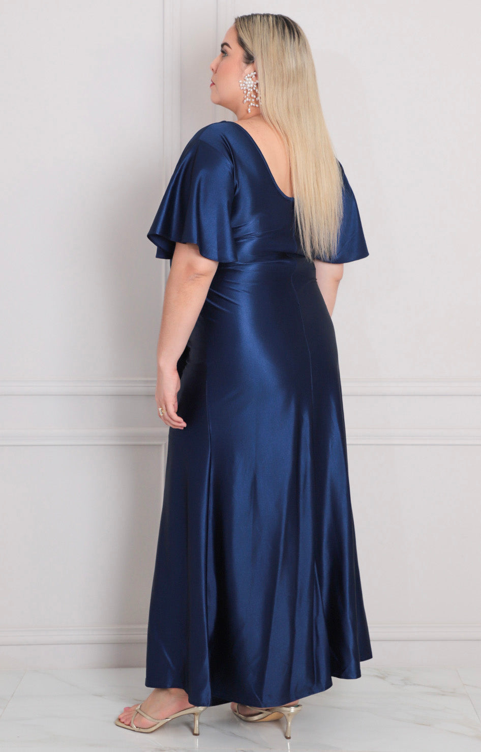 Vestido azul con fruncido - VESTIDO LARGO REGULAR Boutiquemirel 