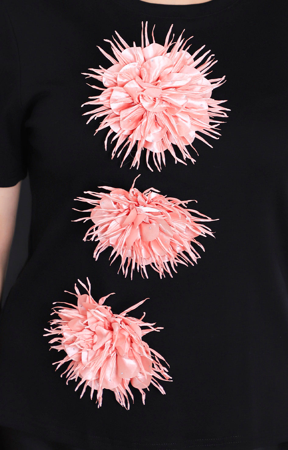 Blusa negra con flores 3D
