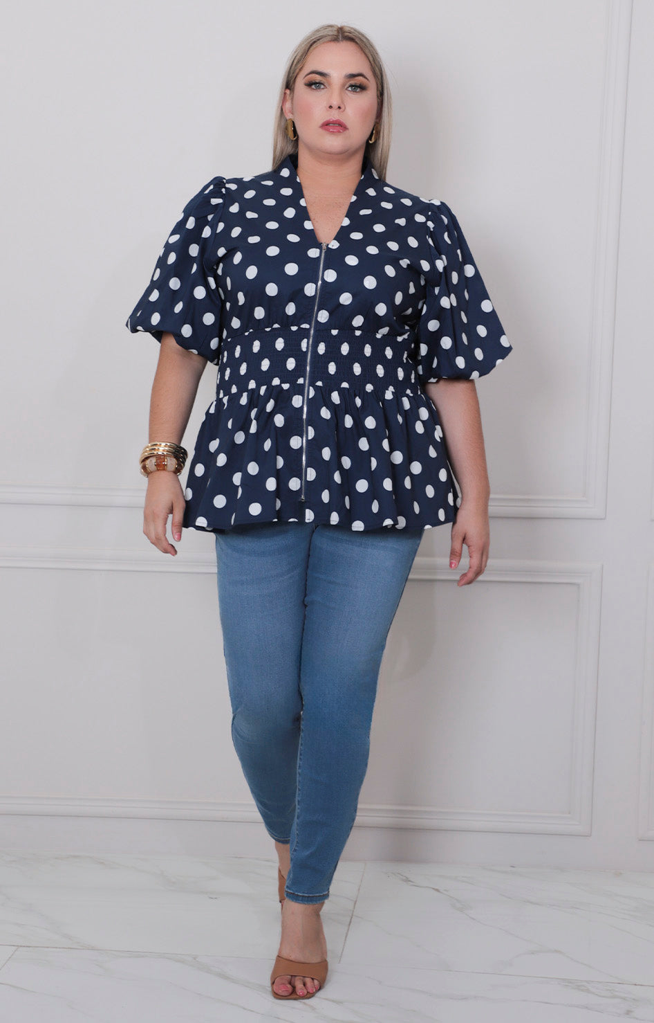 Blusa polka dots - BLUSAS CURVY Boutiquemirel 