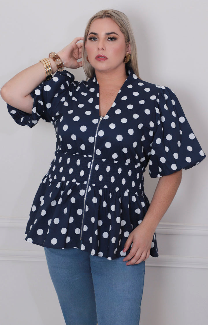 Blusa polka dots - BLUSAS CURVY Boutiquemirel 