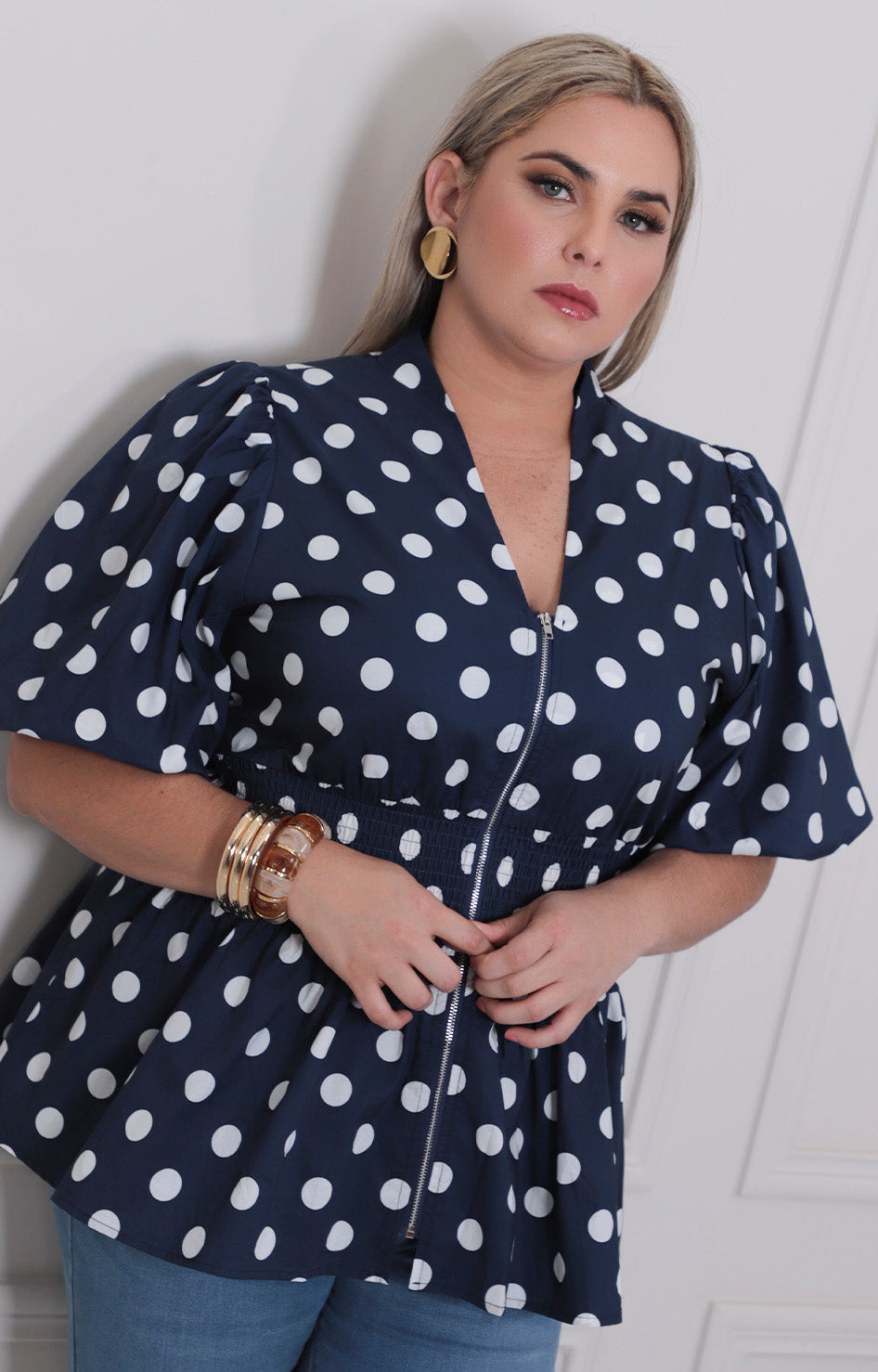 Blusa polka dots - BLUSAS CURVY Boutiquemirel 