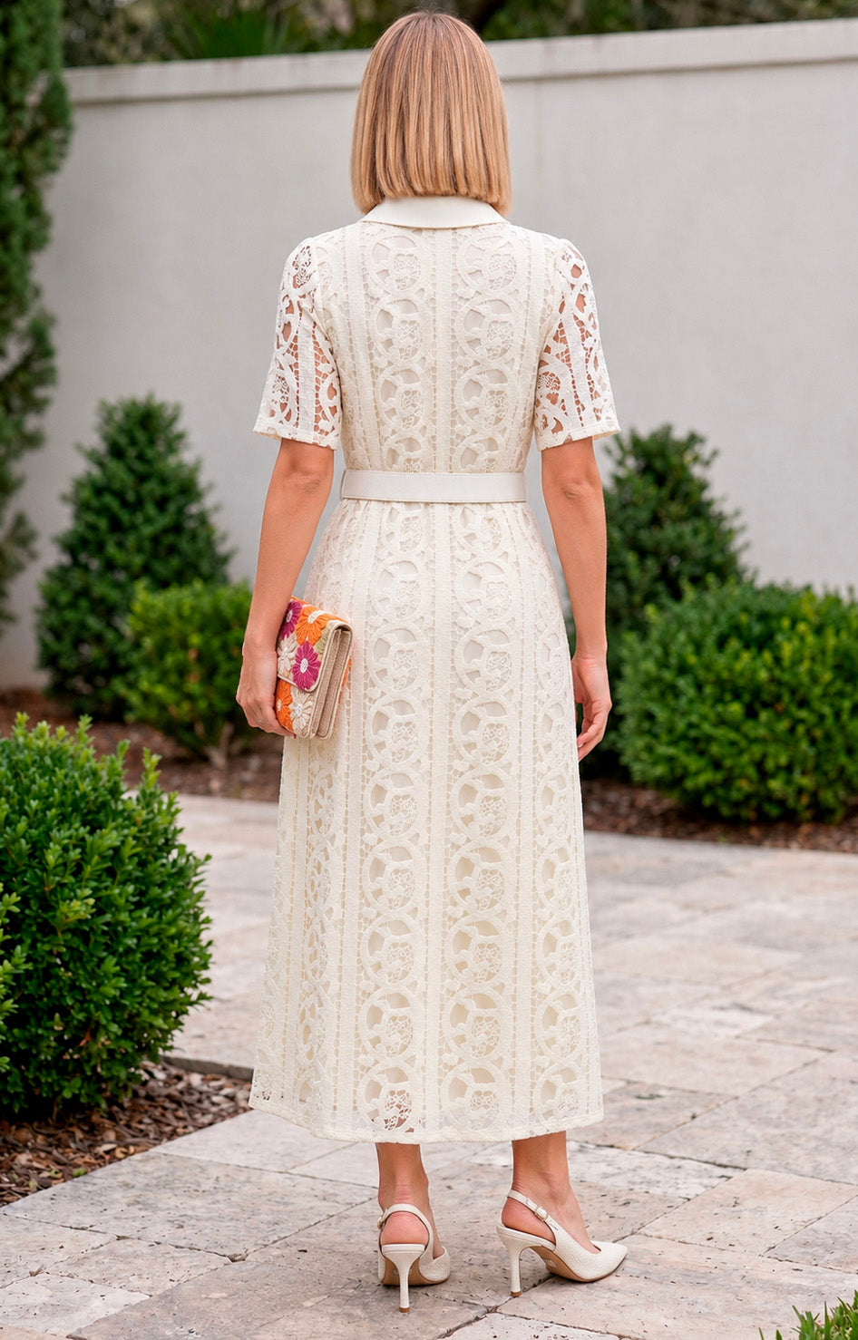 Vestido beige de guipiur - VESTIDO LARGO REGULAR Boutiquemirel 