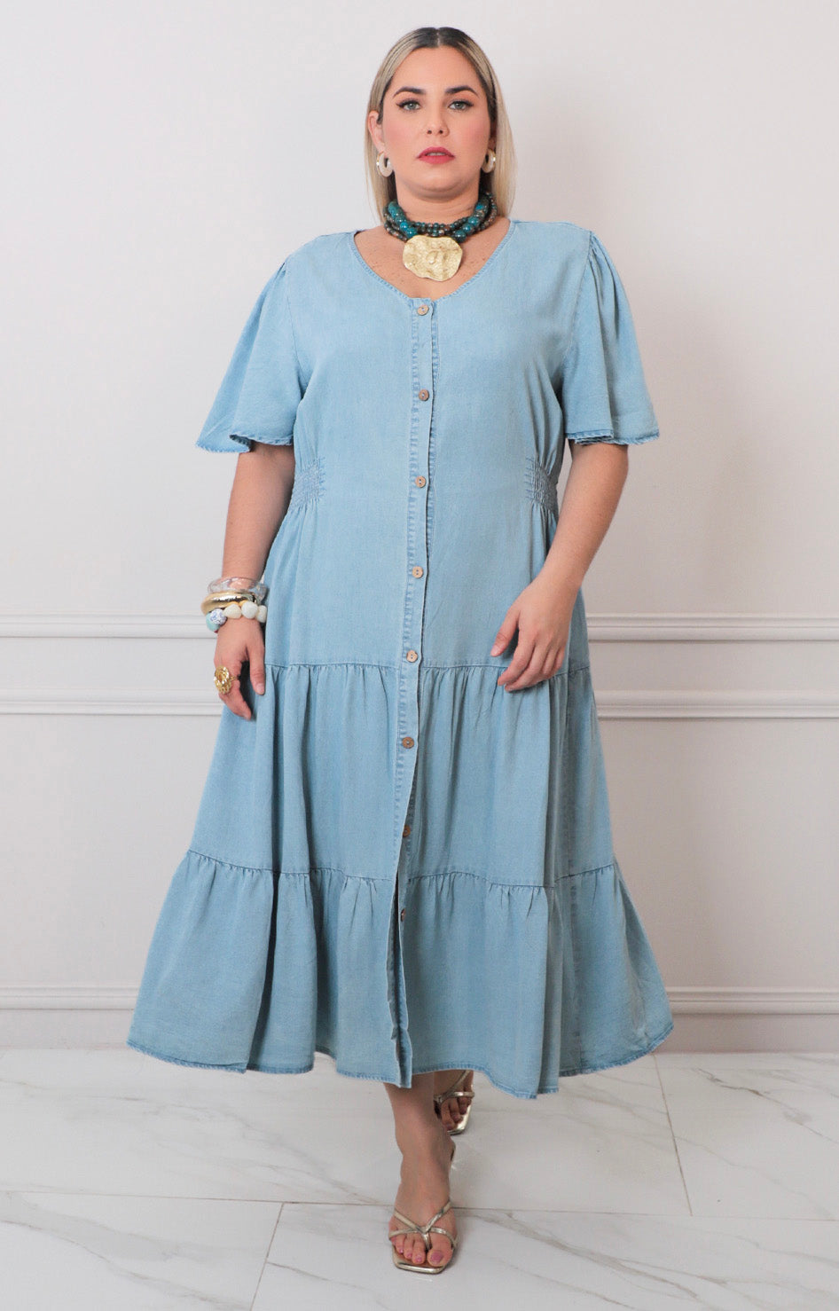 Vestido de mezclilla con botones - VESTIDO LARGO CURVY Boutiquemirel 