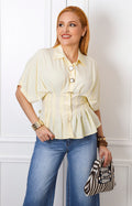 Blusa camisera amarilla tipo peplum