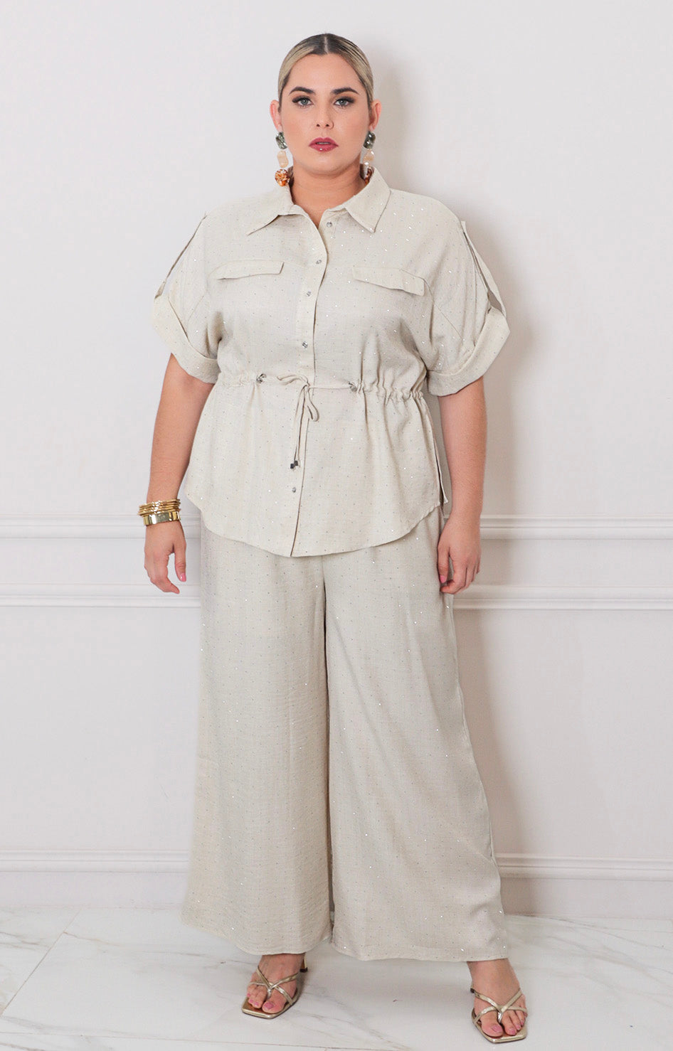 Blusa con brillos y lazo - BLUSAS CURVY Boutiquemirel 