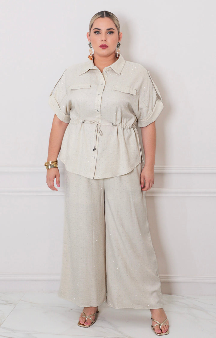 Blusa con brillos y lazo - BLUSAS CURVY Boutiquemirel 