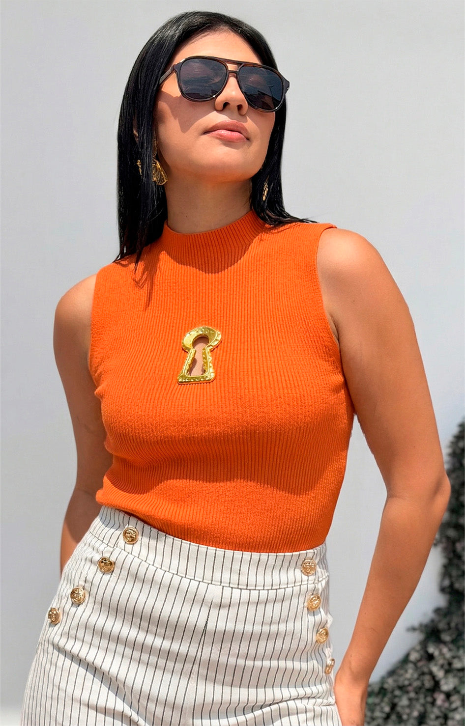 Blusa halter con detalle dorado - BLUSAS REGULAR Boutiquemirel 
