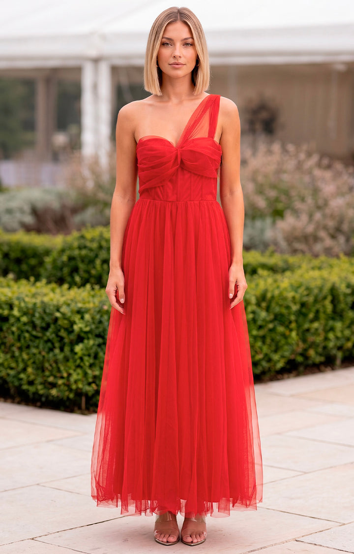 Vestido rojo asimétrico - VESTIDO LARGO REGULAR Boutiquemirel 