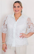Blusa blanca de guipur - BLUSAS CURVY Boutiquemirel 