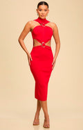 Vestido rojo asimétrico - VESTIDO Boutiquemirel 