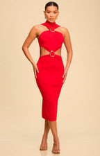 Vestido rojo asimétrico - VESTIDO Boutiquemirel 