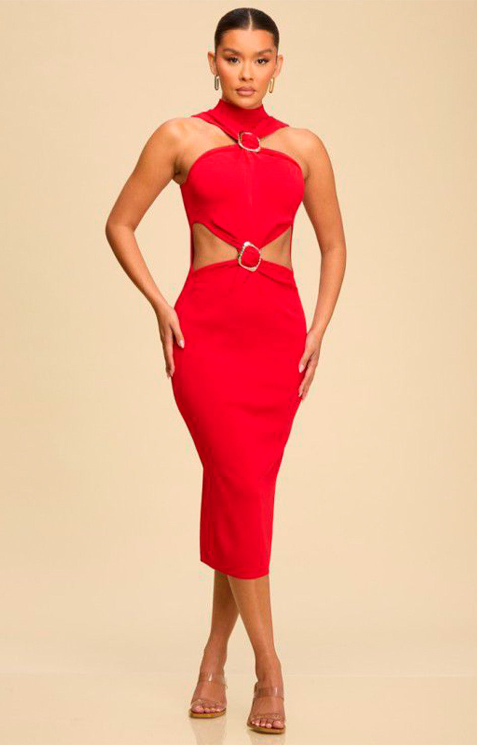 Vestido rojo asimétrico - VESTIDO Boutiquemirel 