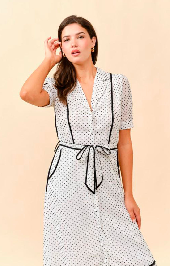 Vestido blanco polka dots - VESTIDO LARGO REGULAR Boutiquemirel 