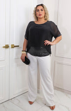 Blusa de seda de manga corta