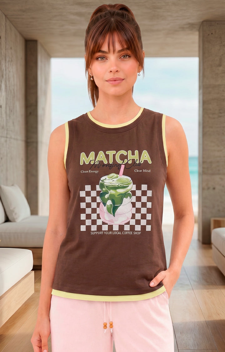 Blusa café estampada