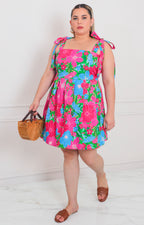 Vestido fucsia estampado - VESTIDO CORTO CURVY Boutiquemirel 