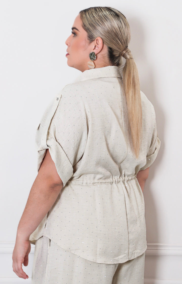 Blusa con brillos y lazo - BLUSAS CURVY Boutiquemirel 