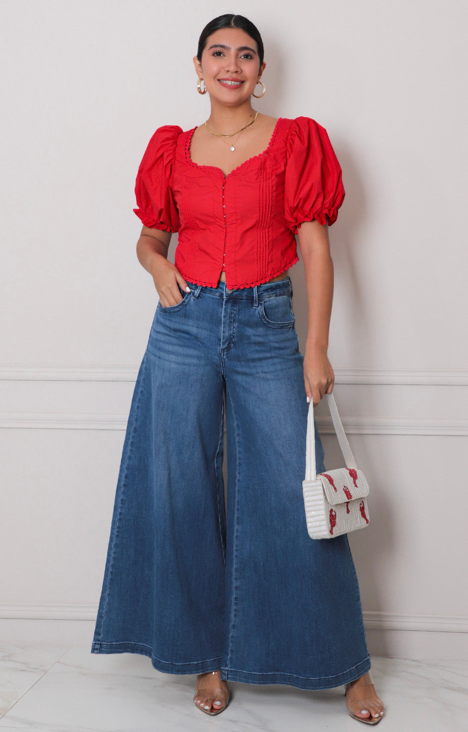 Blusa rojo con mangas - BLUSAS REGULAR Boutiquemirel 
