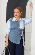 Blusa azul asimétrica