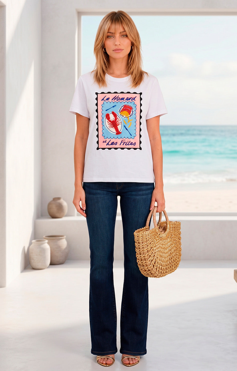 Blusa blanca con estampado y aplicaciones - BLUSAS REGULAR Boutiquemirel 