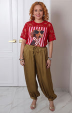 Blusa de encaje con estampado gráfico