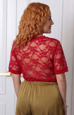 Blusa de encaje con estampado gráfico