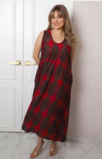 Vestido largo con estampado de círculos