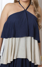 Vestido halter en capas
