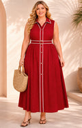 Vestido rojo con cinturòn - VESTIDO LARGO CURVY Boutiquemirel 