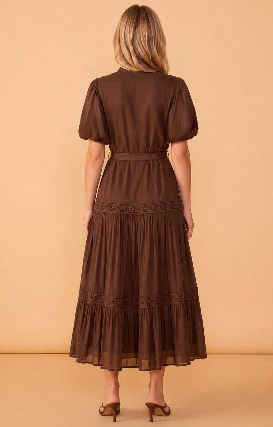 Vestido café de botones - VESTIDO LARGO REGULAR Boutiquemirel 