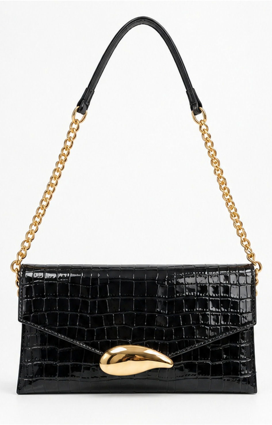 Bolso clutch acolchado con cadena