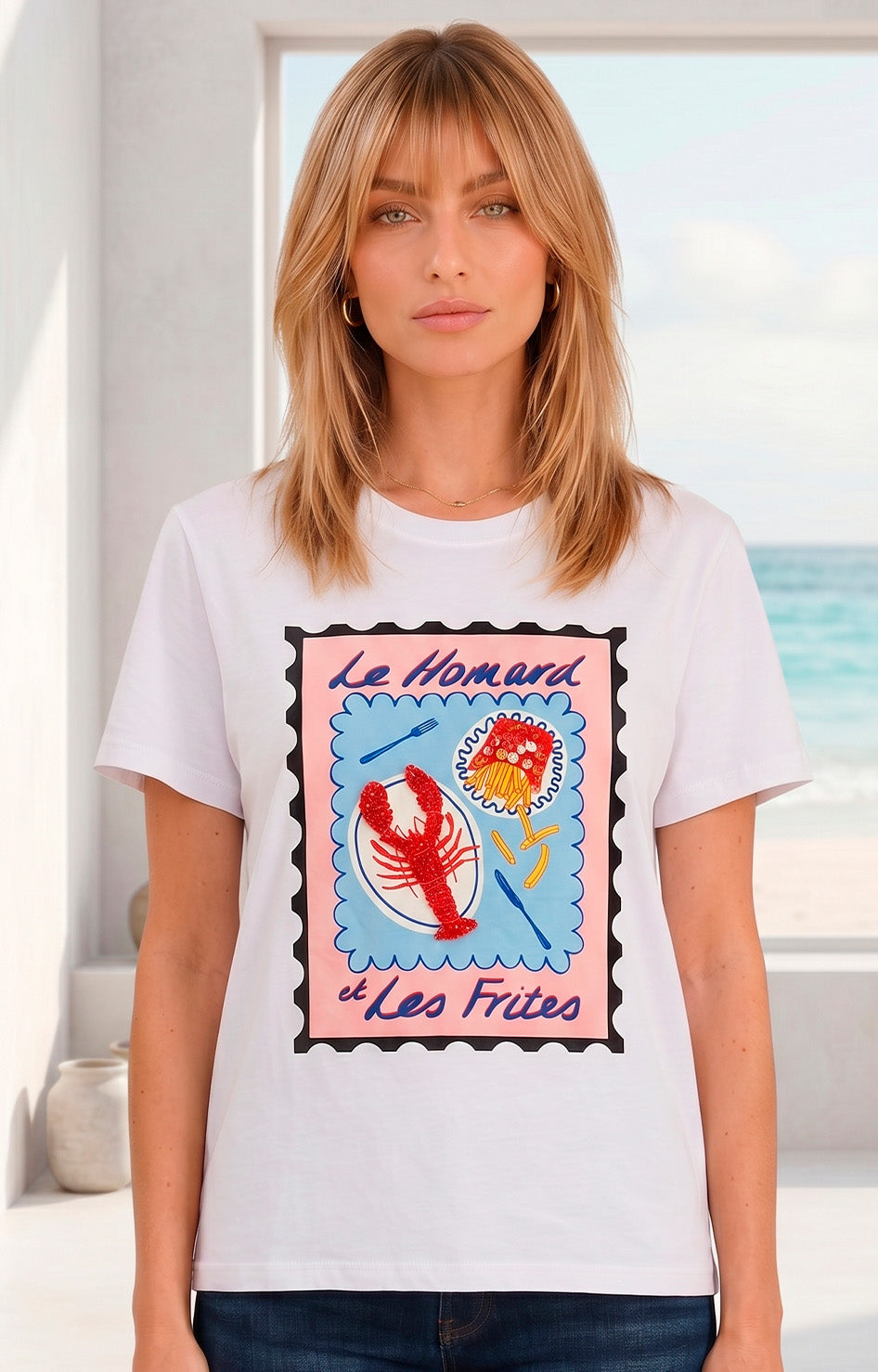 Blusa blanca con estampado y aplicaciones - BLUSAS REGULAR Boutiquemirel 