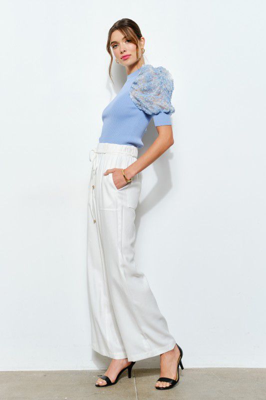 Blusa azul con manga globo en transparencia - BLUSA Boutiquemirel 