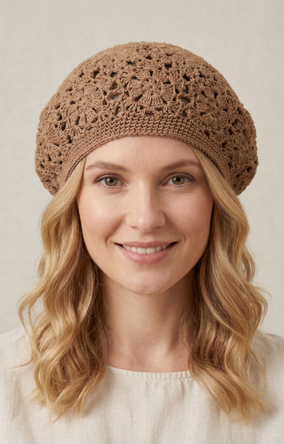 Sombrero Croché Floral Beige - SOMBREROS Boutiquemirel 