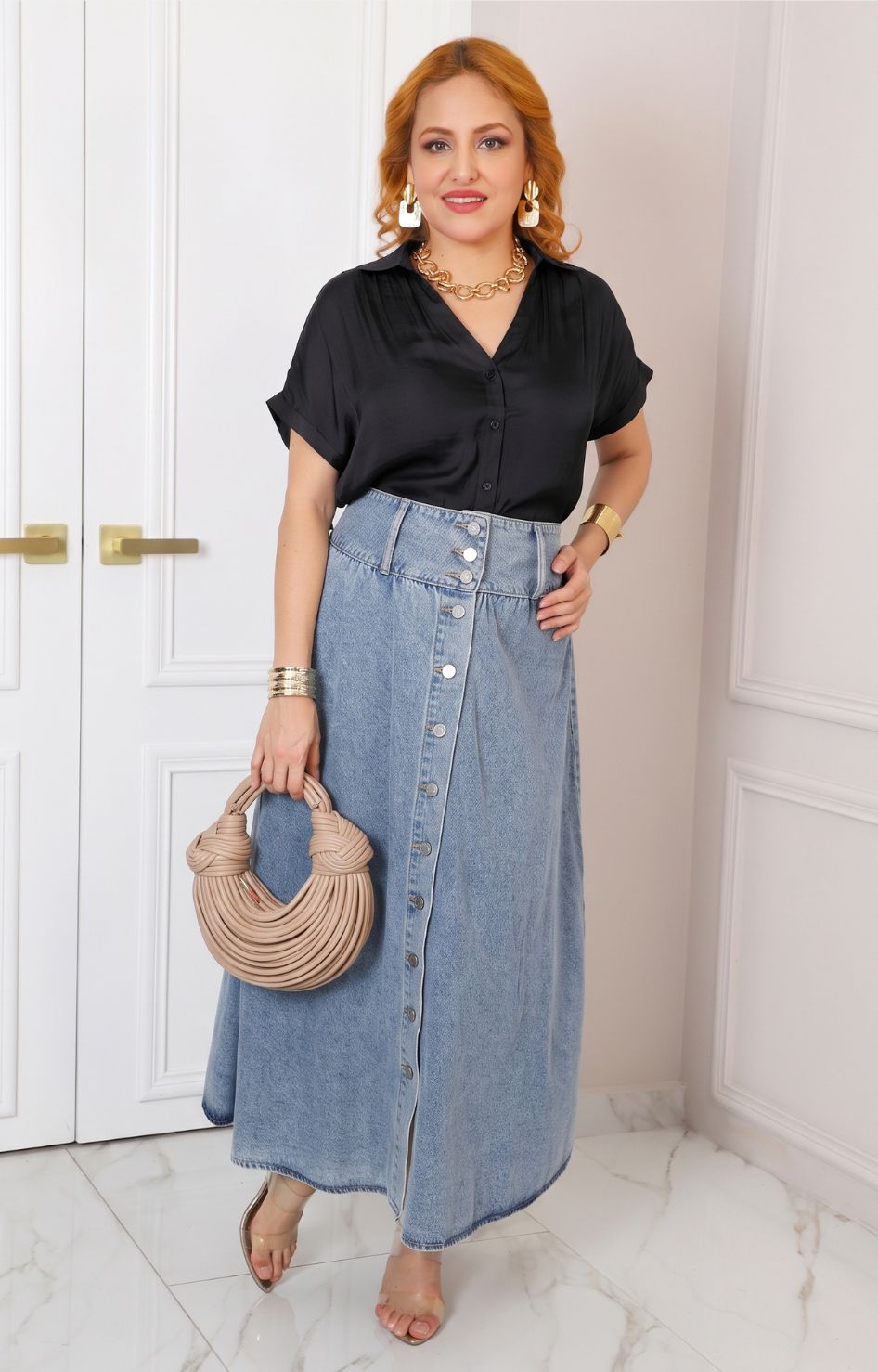 Blusa camisera con cuello en V