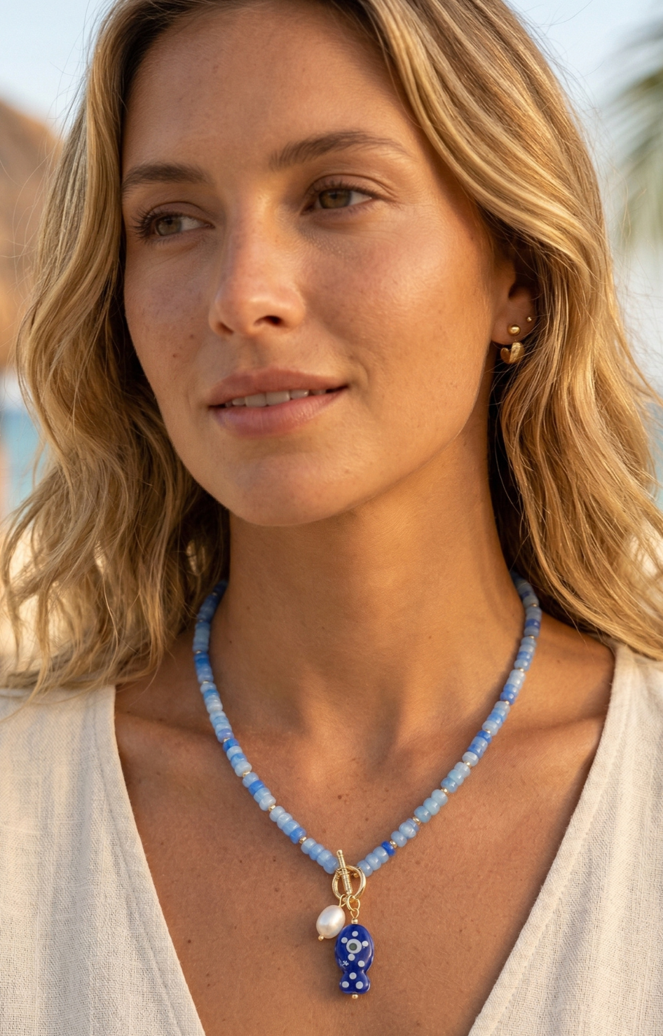 Collar Azul Marino con Dije Artesanal - COLLARES Boutiquemirel 