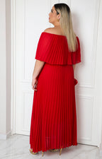 Vestido plisado con mangas mariposa