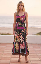 Vestido con estampado floral geométrico