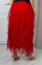 Falda roja de tul