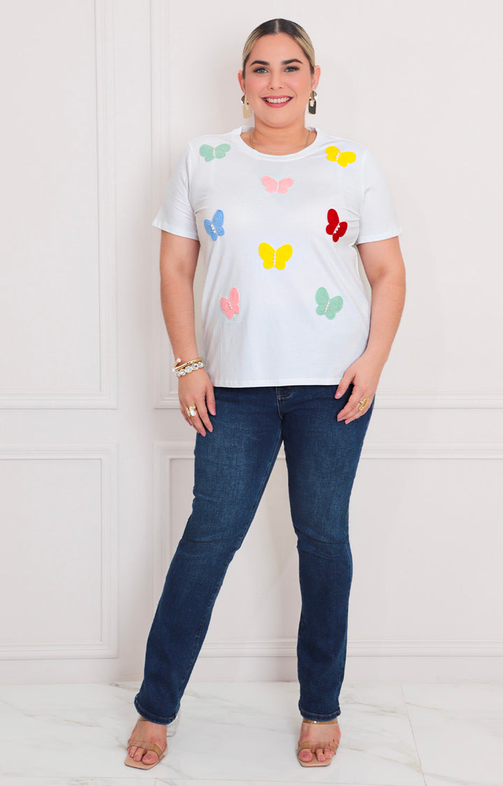 Blusa con bordado de mariposas