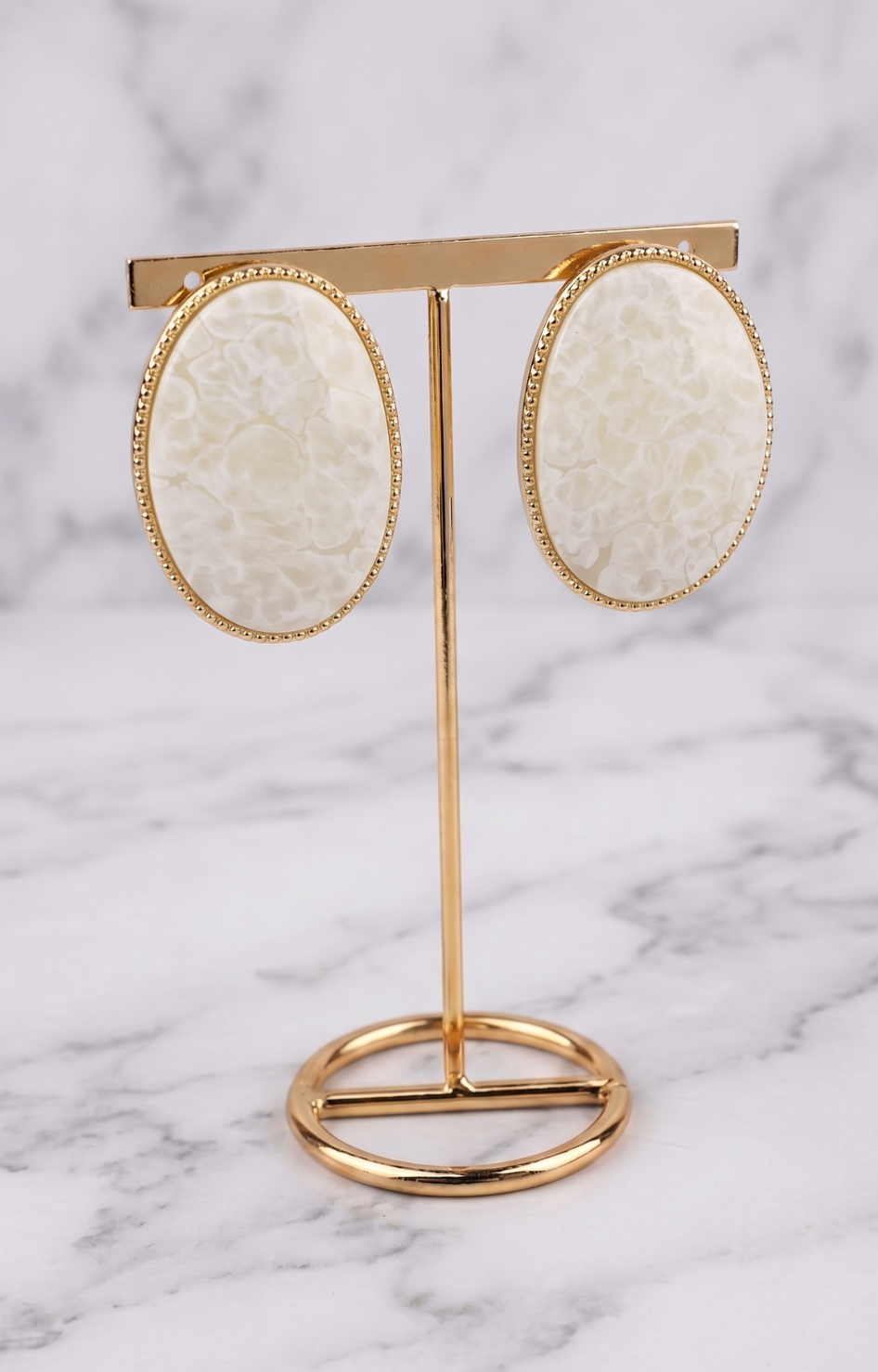 Aretes ovalados efecto mármol - ARETES Boutiquemirel 