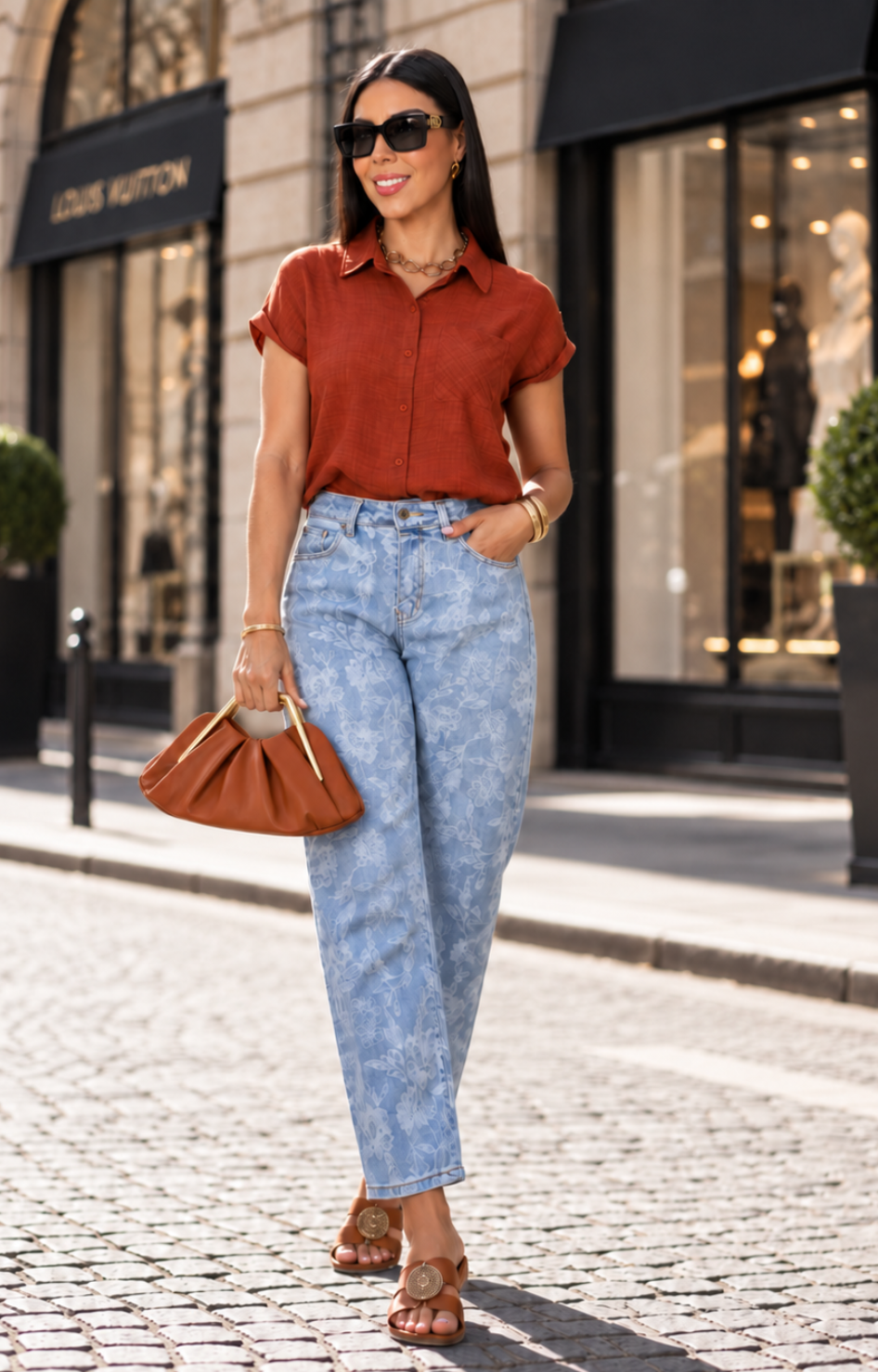 Blusa camisera café